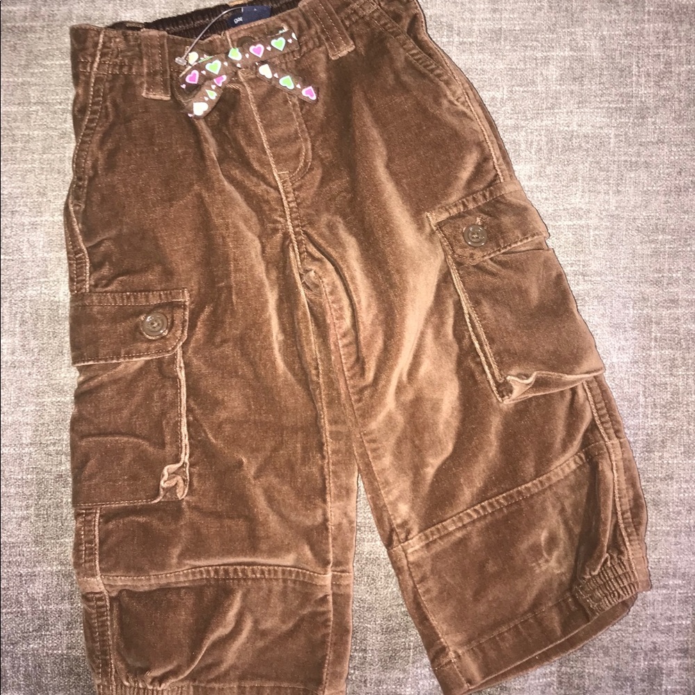 Baby Gap Gap Stretch Brown Velvet Cargo Pants Bow